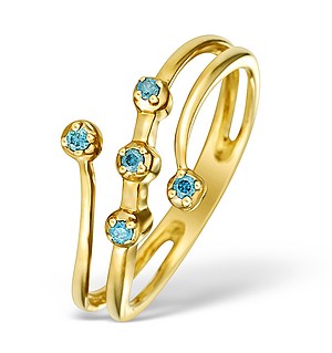 9K Gold Blue Diamond Design Ring - E4180