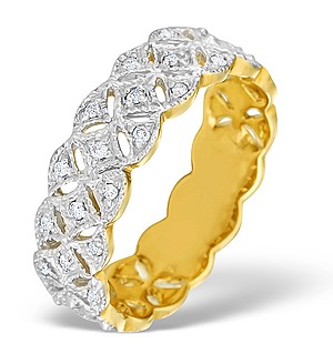 9K Gold Diamond Chunky Full Eternity Ring - E4195