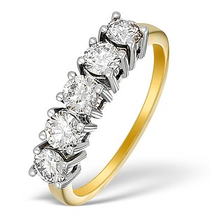 9K Gold Five Stone Diamond Ring - E5202