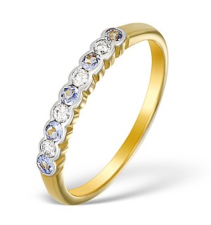 9K Gold Diamond and Tanzanite Half Band Ring - E5424