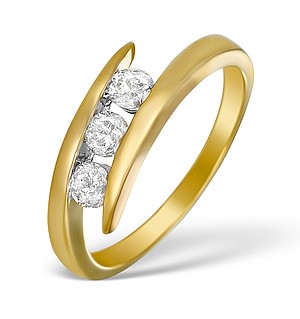 9K Gold Diamond 3 Stone Tension set Ring - E5410