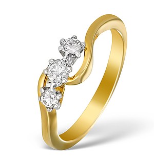 9K Gold Diamond 3 Stone Twist Ring - E5525