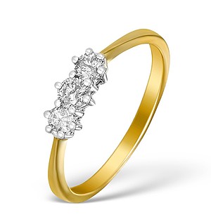 9K Gold Diamond 3 Stone Ring - E5521
