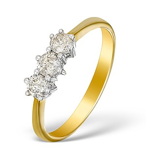 9K Gold Diamond 3 Stone Ring - E5534