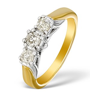 9K Gold Diamond 3 Stone Ring - E5537