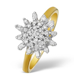 9K Gold Diamond Cluster Design Ring - E5530