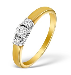 9K Gold Diamond 3 Stone Ring - E5531