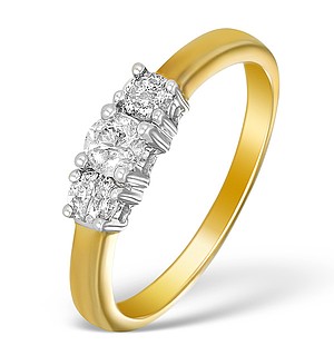 9K Gold Diamond 3 Stone Ring - E5542