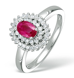 9K White Gold Diamond and Ruby Ring 0.28ct