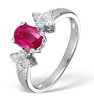 9K White Gold Diamond and Ruby Ring 0.30ct