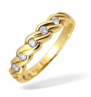 9KY Diamond Twist Design Ring 0.25CT