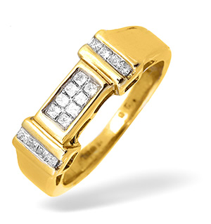 9KY Princess Cut Diamond Design Ring 0.26CT