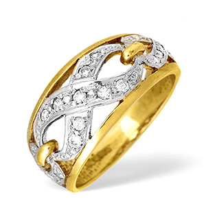 9KY Diamond Twist Design Ring 0.33ct