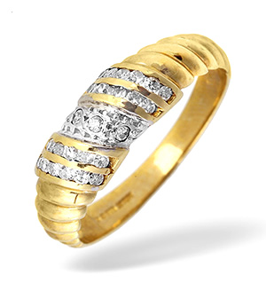 9KY Diamond Twist Design Ring 0.25ct
