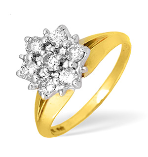 9KY Diamond Flower Cluster Ring 0.50ct