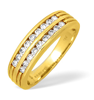 18KY Two Row Channel Set Diamond Ring 0.50ct