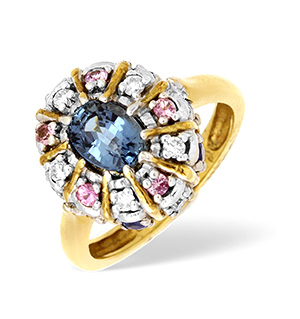 9KY Diamond Pink Sapphire and Kanchan Sapphire Ring