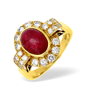 18KY Diamond and Ruby Intricate Design Ring 1.00CT