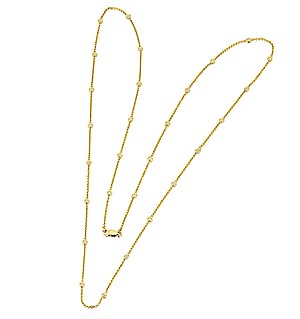 18K Gold Diamond Long Line Necklace 1.00ct