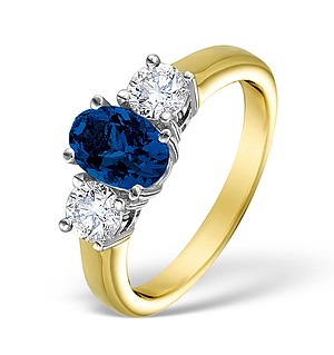 18K Gold 0.50CT H/SI Diamond and 0.80CT Sapphire Ring