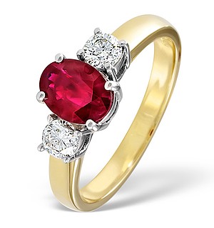 18K Gold 0.50CT H/SI Diamond and 1.15CT Ruby Ring