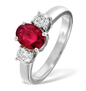 18K White Gold 0.50CT H/SI Diamond and 1.15CT Ruby Ring