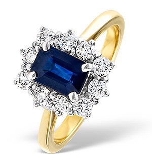 18K Gold 0.50CT Diamond and 1.15CT Sapphire Ring