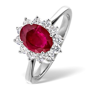 18K White Gold 0.50CT Diamond and 1.15CT Ruby Ring