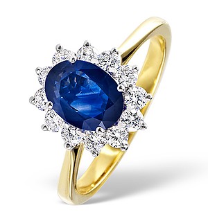 Princess 18K Gold 0.50CT Diamond and 1.55CT Sapphire Ring