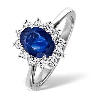 Princess 18K White Gold 0.50CT Diamond and 1.55CT Sapphire Ring