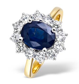 Princess 18K Gold 1.00CT Diamond and 2.30CT Sapphire Ring