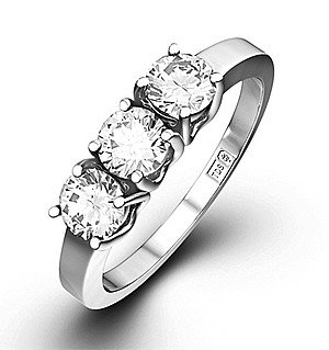 Chloe 18K White Gold 3 Stone Diamond Ring 0.75CT H/SI
