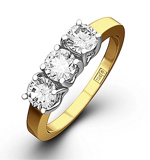 Chloe 18K Gold 3 Stone Diamond Ring 0.75CT H/SI
