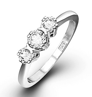 Emily 18K White Gold 3 Stone Diamond Ring 0.33CT PK