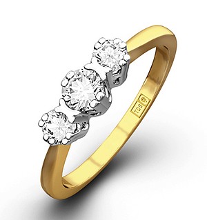 Emily 18K Gold 3 Stone Diamond Ring 0.75CT G/VS