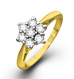 Millie 18K Gold Diamond Cluster Ring 0.75CT H/SI