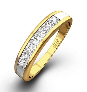 18K Gold Princess Diamond Half Eternity Ring 1.50CT G/VS