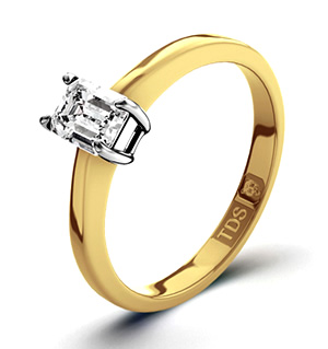 Emerald Cut 18K Gold Diamond Engagement Ring 0.25CT-G-H/SI