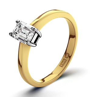 Emerald Cut 18K Gold Diamond Engagement Ring 0.33CT-G-H/SI