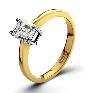 Emerald Cut 18K Gold Diamond Engagement Ring 0.50CT-G-H/SI