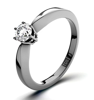 High Set Chloe 18K White Gold Diamond Solitaire Ring 0.25CT-G-H/SI