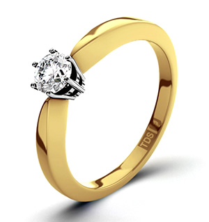 High Set Chloe 18K Gold Diamond Solitaire Ring 0.25CT-F-G/VS