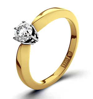 High Set Chloe 18K Gold Diamond Solitaire Ring 0.33CT-F-G/VS