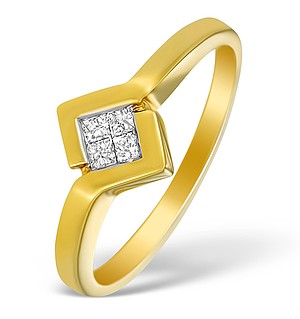 18K Gold Princess Diamond Twist Ring - N3212
