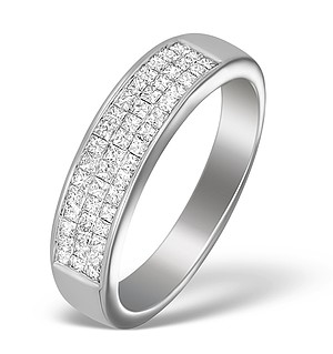 18K White Gold Princess Diamond Half Eternity Ring - N3327