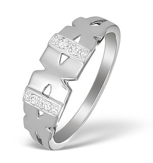 18K White Gold Diamond Kiss Ring - N3409