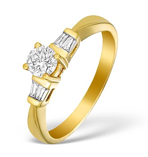 18K Gold Diamond Solitaire Ring with Shoulder Detail - L1349