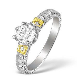 18K White Gold Diamond Solitaire Ring with Shoulder Detail - L1511