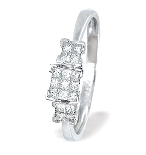 18K White Gold Princess Tiered Diamond Ring (0.27ct)