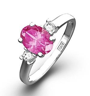 18K White Gold Diamond AAA Pink Sapphire 0.85CT Ring